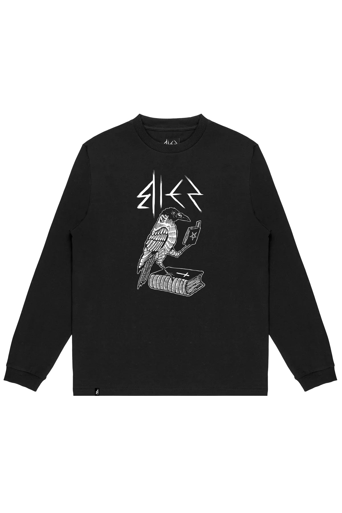 Bies 'Raven' Longsleeve Czarny - Goth & Rock, Nu Metal od Bies Clothing. Wysokiej jakości bawełna, mroczny design. Idealny gotycki styl dla fanów alternatywnej mody, unisex goth clothing, gothic basics, rock fashion, nu metal.
Polska mark streetwear